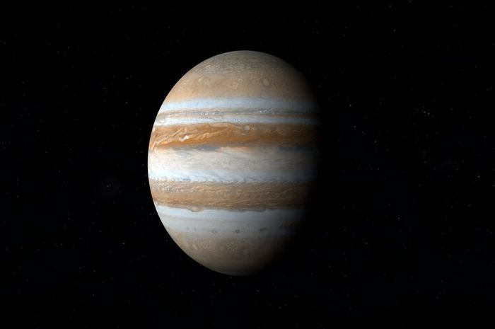 Planet Jupiter memiliki awan tipis yang mengelilinginya.