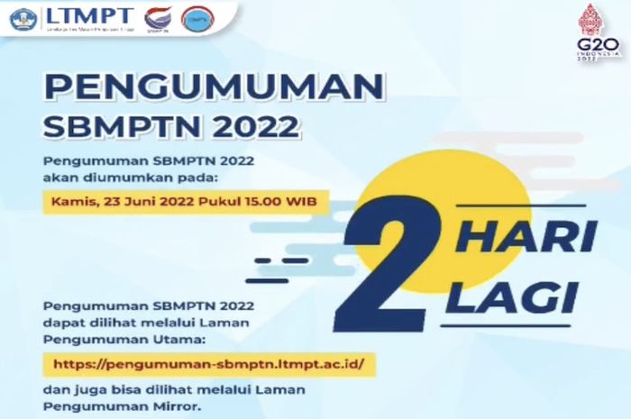 Hasil SBMPTN 2022 bisa dilihat pada 23 Juni 2022.