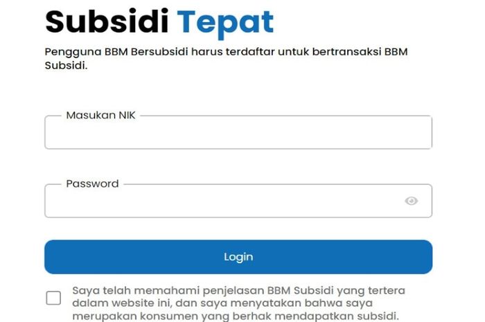 Pendaftaran  BBM Subsidi Tepat MyPertamina dapat dilakukan secara online.