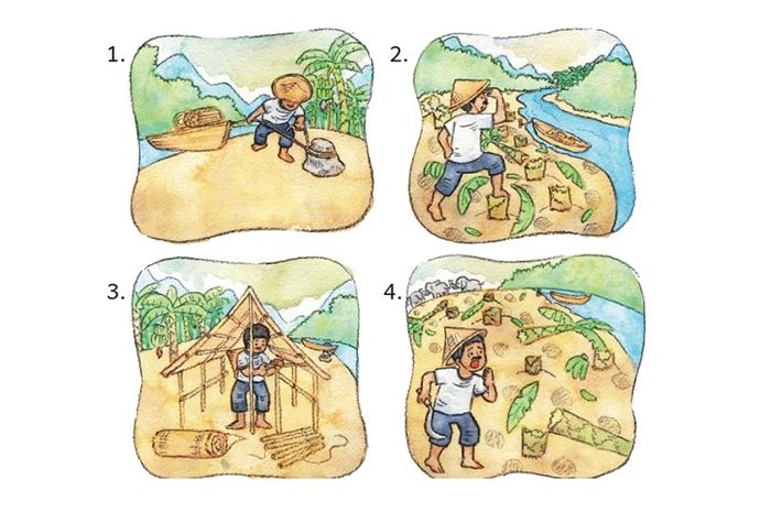Pada buku Bahasa Indonesia Kurikulum Merdeka kelas IV halaman 170, terdapat soal menyusun tulisan berdasarkan urutan dan menggunakan kata hubung.