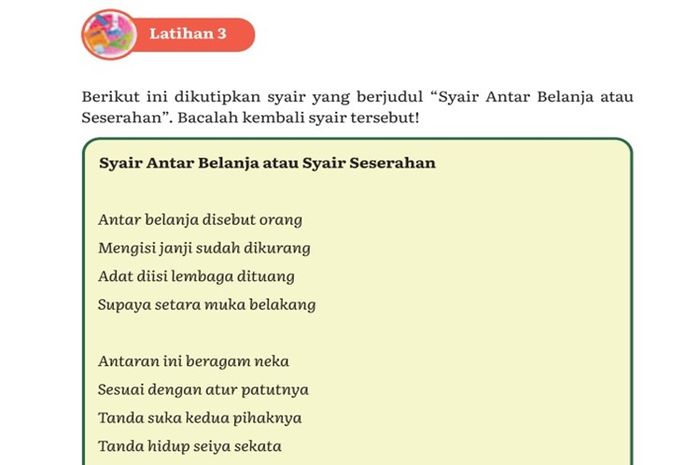 Contoh syair berjudul Syair Antar Belanja atau Syair Seserahan.