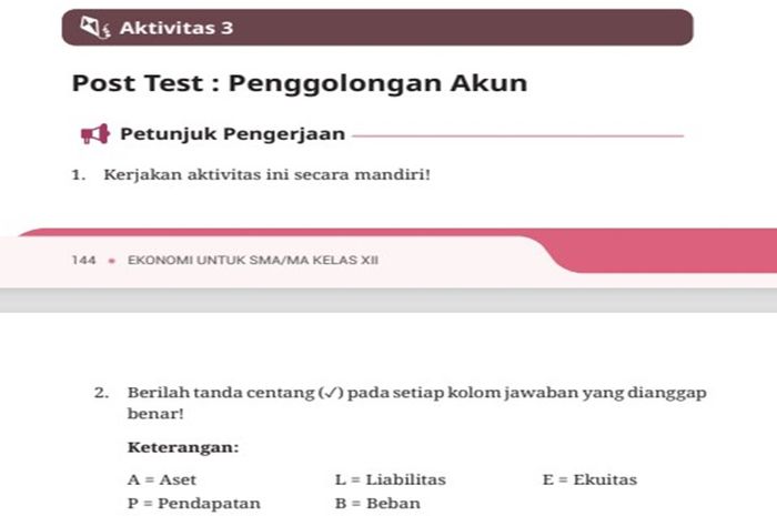 Akun dapat digolongkan ke dalam aset, liabilitas, ekuitas, pendapatan, dan beban.