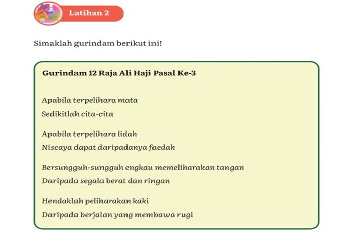 Contoh gurindam sebagai puisi lama.