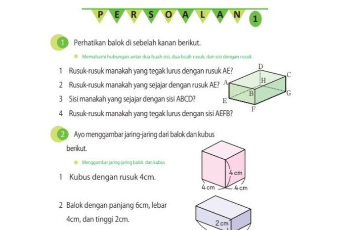 Beberapa soal tentang balok dan kubus.