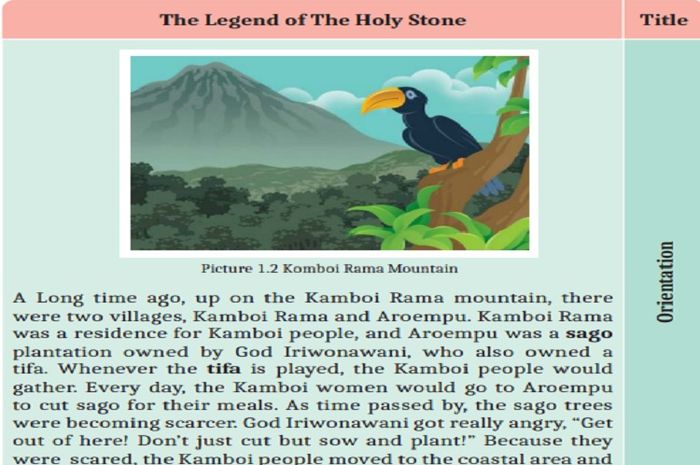 (tangkapan layar) Teks 'The Legend of The Holy Stone' termasuk teks naratif yang berupa cerita legenda.