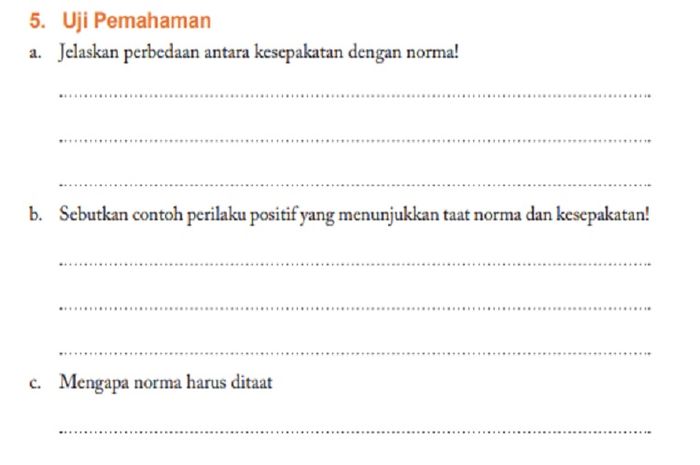 (tangkapan layar) Soal Uji Pemahaman Unit 3 Bab 2 : Konsekuensi Pelanggaran Kesepakatan, terdapat di halaman 92 buku PPKn kelas XI.