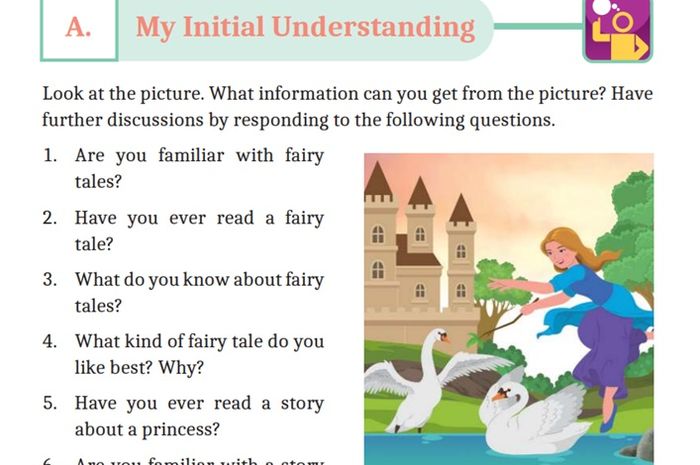 (tangkapan layar) Terdapat soal 'My Initial Understanding Unit 2: Fairy Tale' buku Bahasa Inggris Tingkat Lanjut kelas XI pada halaman 42.