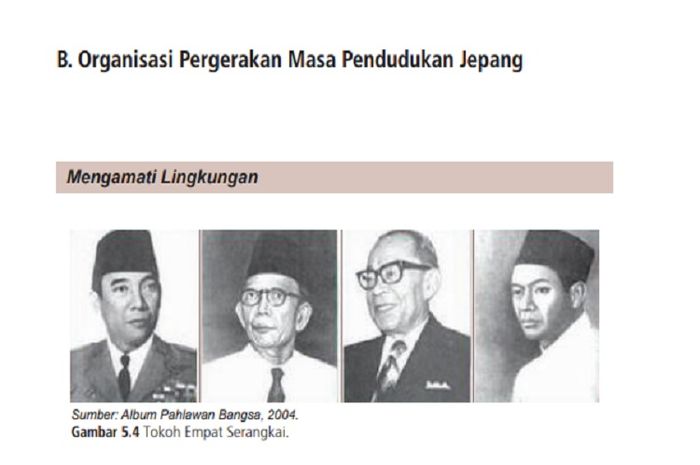 (tangkapan layar) Soal Latih Uji Kompetensi Bab 5: B. 'Organisasi Pergerakan Masa Pendudukan Jepang' terdapat pada buku Sejarah kelas XI semester 2 di halaman 39.