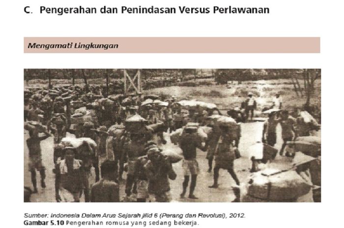 (tangkapan layar) Terdapat soal Latih Uji Kompetensi Bab 5: C. 'Pengerahan dan Penindasan Versus Perlawanan' dalam buku Sejarah kelas XI di halaman 60.