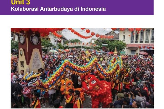 (tangkapan layar) Materi Uji Pemahaman Unit 3 Bagian 3: 'Kolaborasi Antarbudaya di Indonesia' mempelajari tentang Indonesia sebagai sebuah negara yang terbentuk dari keragaman budaya.