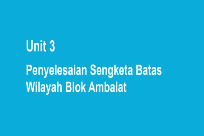 (tangkapan layar) Terdapat empat pertanyaan berbentuk esai pada soal Uji Pemahaman Unit 3 Bagian 4: 'Penyelesaian Sengketa Batas Wilayah Blok Ambalat'.