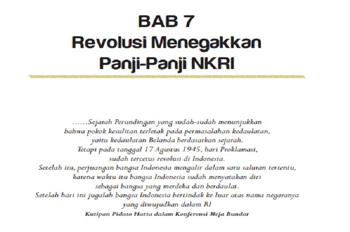 (tangkapan layar) Terdapat soal Latih Ulangan Akhir Bab 7: 'Revolusi Menegakkan Panji-Panji NKRI' pada buku Sejarah kelas XI di halaman 213.