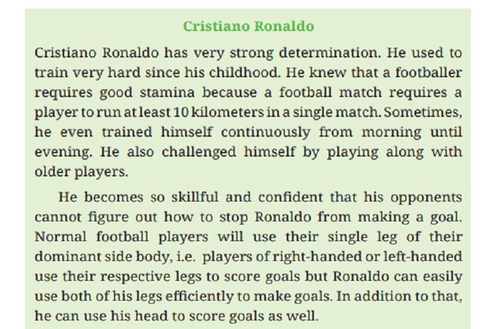 (tangkapan layar) Terdapat soal 'C. Read and Discover' berdasarkan teks 'Cristiano Ronaldo' pada 'Chapter 1: Great Athletes' buku Bahasa Inggris: Work in Progress kelas X halaman 12.