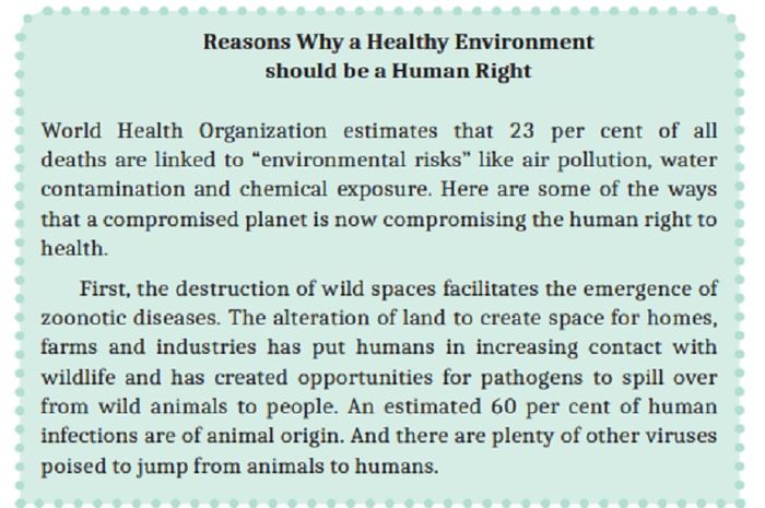 (tangkapan layar) Kita diperintahkan untuk mendengarkan rekaman teks berjudul 'Reasons Why a Healthy Environment Should be a Human Right' dan menjawab pertanyaannya.
