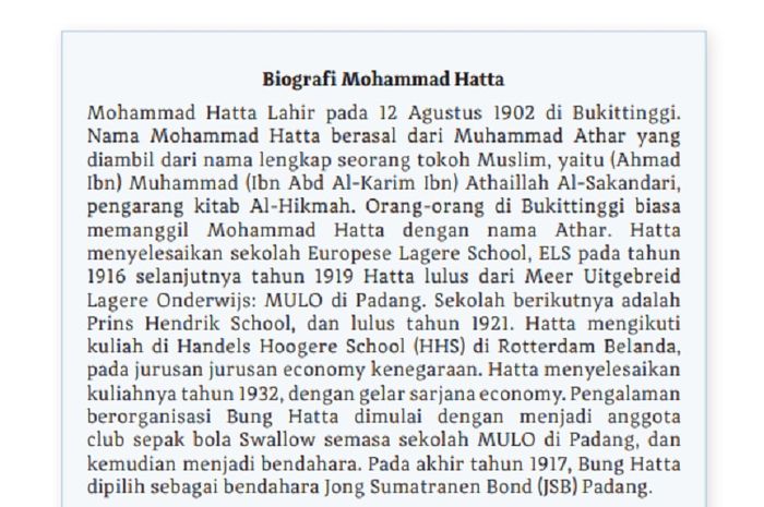 Jawaban soal perbaikan kalimat pada teks 'Biografi Mohammad Hatta' Bahasa Indonesia kelas X di halaman 140.