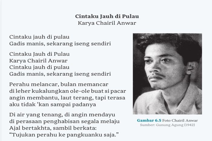 (tangkapan layar) Terdapat soal Tabel 6.6 Isian Kata Konkret Puisi 'Cintaku Jauh di Pulau' di halaman 170.
