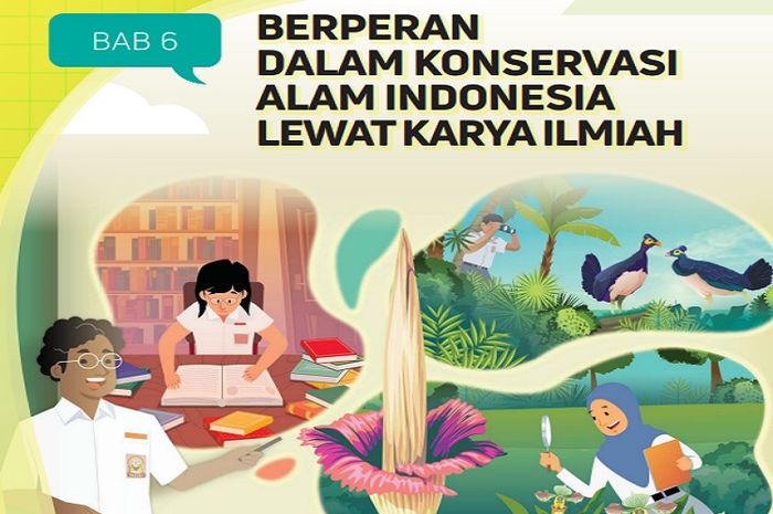 (tangkapan layar) Soal pada Bab 6: 'Berperan dalam Konservasi Alam Indonesia Lewat Karya Ilmiah' terdiri dari tiga pertanyaan esai.