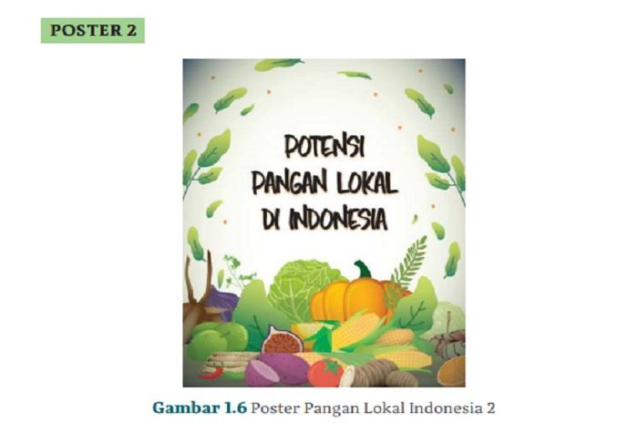 (tangkapan layar) Terdapat soal Poster 2 Potensi Pangan Lokal di Indonesia di halaman 23.