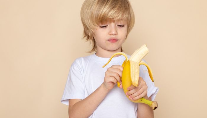 Illustration of peeling banana peel.