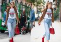 Gaya Retro Gigi Hadid dengan Sepatu Boots Merah, Ini Rekomendasi dengan Harga Terjangkau!