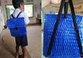 Tak Mampu Belikan Tas Baru, Seorang Ayah Merajut Tas Sekolah Anaknya dari Tali Rafia
