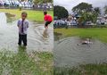 Viral! Seorang Anak Asyik Berenang di Genangan Sekolah, Mengingatkan Kenangan Indah para Orang Tua ketika Anak-anak