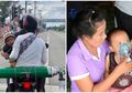 Naik Sepeda Motor, Suami Istri Ini Bawa Anaknya yang Sakit Kritis Sambil Membawa Tabung Oksigen