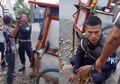 Viral! Larang Berjualan, Satpam di Bekasi Seenaknya Menabrak Gerobak Tukang Bakso Hingga Dagangannya Berceceran, Sampai Bawa Balok Kayu untuk Mengancam!