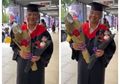 Hadiri Wisuda Anaknya, Sang Ayah yang Tak Pernah Rasakan Wisuda Ini Coba Baju Toga Milik Anaknya, Netizen Auto Nangis!