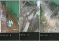 Mainan Ponsel di Tengah Banjir, 2 Orang Ini Lolos dari Maut Setelah Tembok di Atas Kepala Mereka Mendadak Runtuh Diterjang Arus Deras