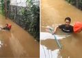 Ini Baru Sohib! Berangkat dari Pamulang, Cowok Ini Terjang Luapan Air Demi Antar Makanan ke Teman yang Terjebak Banjir di Kemang