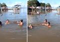Santuy Abis, Viral Video Bocah-bocah Asik Berenang di Sungai Bareng Buaya