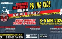 Cari Bibit Unggul Bulu Tangkis Indonesia, JebreeetMedia Gelar Turnamen Usia Dini PB INA Kids Badminton Tournament