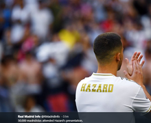 Resmi Diperkenalkan Real Madrid, Eden Hazard Cium Bola Hingga Ucap Terima Kasih pada Fans