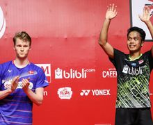 Indonesia Masters 2020 - Detik-detik Pukulan Anthony Ginting Bikin Antonsen Nyangkut di Net