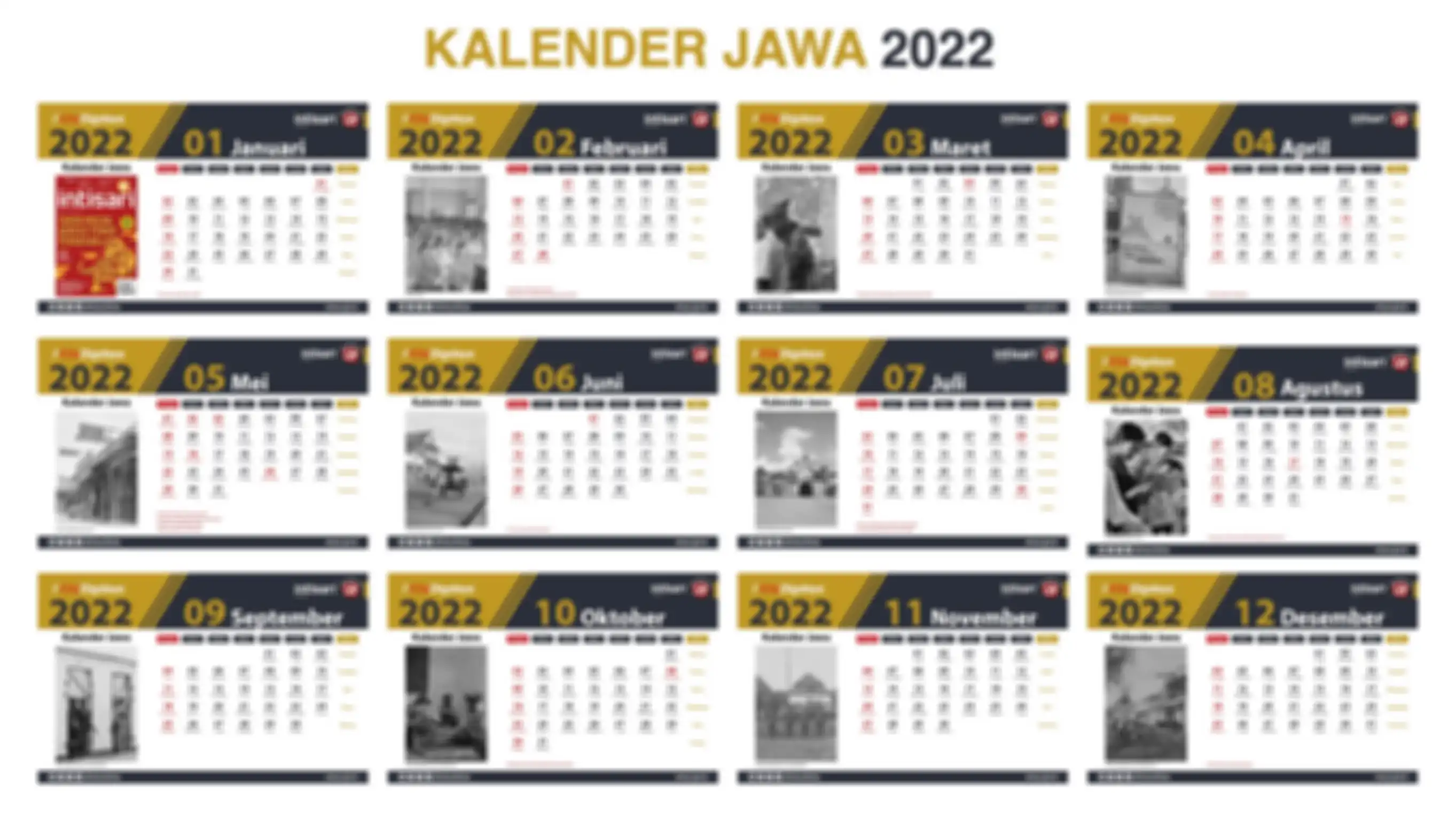 Tanggal Jawa Tahunan tahun 2022, mulai Januari hingga Desember