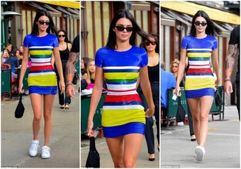 Sukses Jadi Pusat Perhatian, Tampilan Kendall Jenner dengan Mini Fitted Dress Warna Kontras