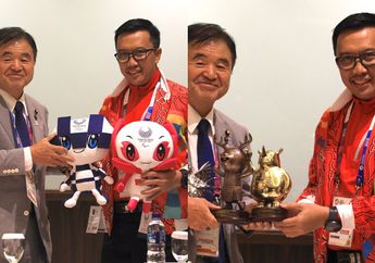 Bertemu Utusan Khusus Presiden Olimpiade Tokyo 2020, Menpora Bertukar Maskot Asian Games dengan Maskot Olimpiade Tokyo 2020