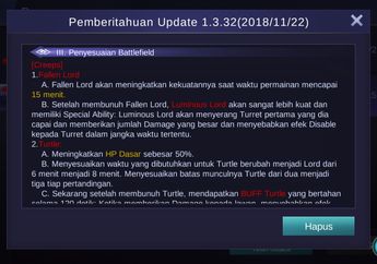 Lord, Turtle, dan Monster Jungle Berubah di Mobile Legends 1.3.32