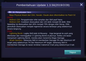 Harus Tau! Ini Dia Penyesuaian Hero Mobile Legends di Update 1.3.56