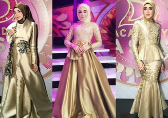 Stunning! Uyaina Arshad Punya 3 Model Dress Hijab Gold Mewah Buat Kondangan