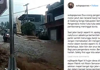 Nekat Lawan Arus Banjir, Pemotor di Semarang Masuk Got 1 Tewas