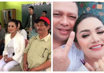 Datangi TPS untuk Ikut Pemilu 2019, Krisdayanti Tak Mengenakan Helm Saat Diantar Raul Lemos dengan Sepeda Motor