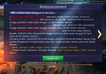Advanced Server Mobile Legends Umumkan Update Patch Versi 1.3.70