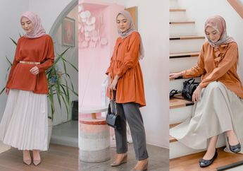 Hijaber Tampil Segar Saat Bukber Pakai 4 Outfit Nuansa Oranye ala Mega Iskanti!
