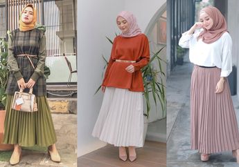 6 Fashion Hijab Kece Selebgram dengan Rok Plisket Buat Bukber. Tiru Yuk!