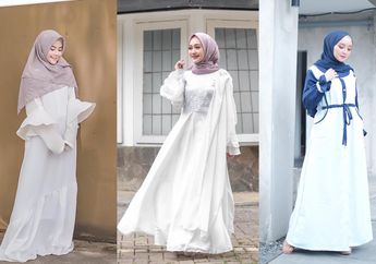 Anggun Saat Bukber dan Kajian Pakai 6 Dress Putih ala Selebgram Hijab
