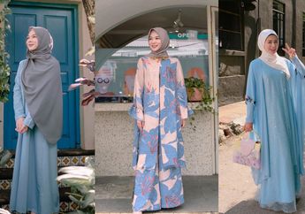 Anggun di Hari Raya, Tiru 5 Model Dress Biru Pastel ala Ayana Moon Ini!