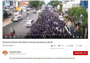 Beredar Video Sekumpulan Massa yang Disebut Suku Baduy Turun Gunung Ikuti Aksi 22 Mei di Jakarta, Inilah Fakta Sebenarnya