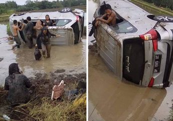 Niatnya Hendak Mudik ke Kampung Halaman, Satu keluarga di Makassar Justru Tercebur ke Sawah Penuh Lumpur